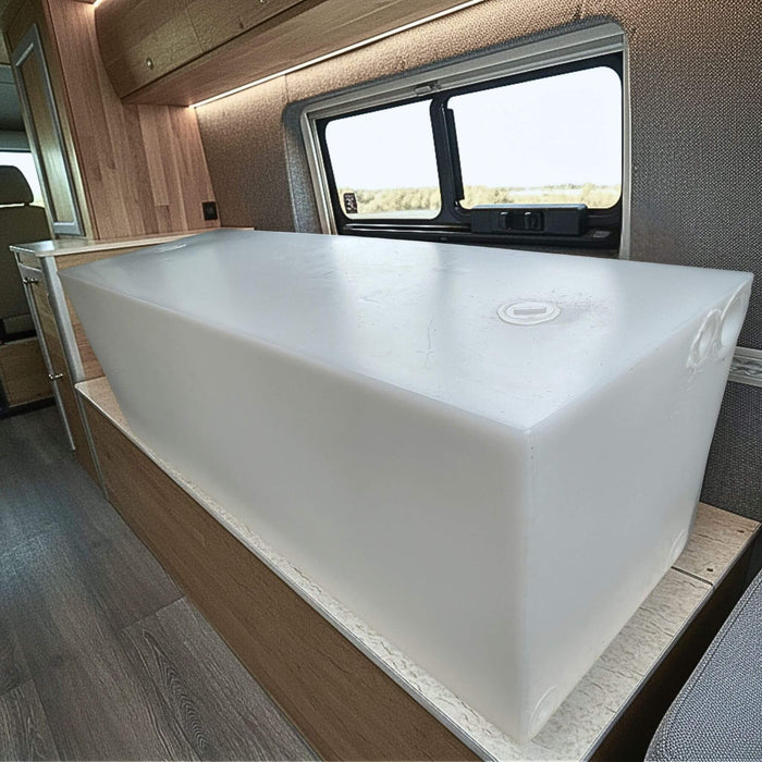 Sprinter Transit Ram ProMaster fresh water wheel well tank 32 gallons food grade polyethylene