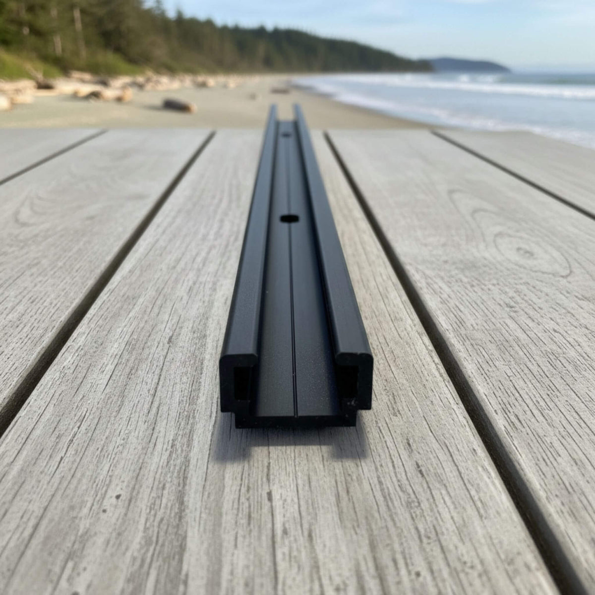 Close-up of Sprinter & Dodge roof rails mounting points and bolt access for installation | Gros plan des points de fixation et accès aux boulons des rails de toit Sprinter et Dodge pour installation sécurisée