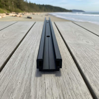 Close-up of Sprinter & Dodge roof rails mounting points and bolt access for installation | Gros plan des points de fixation et accès aux boulons des rails de toit Sprinter et Dodge pour installation sécurisée