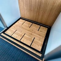 Cuvette de douche en acier inoxydable haute qualité, durable et résistante à la corrosion pour une installation longue durée en van.