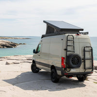 Sprinter rooftop tent with integrated roof rack built for open roads and remote camps