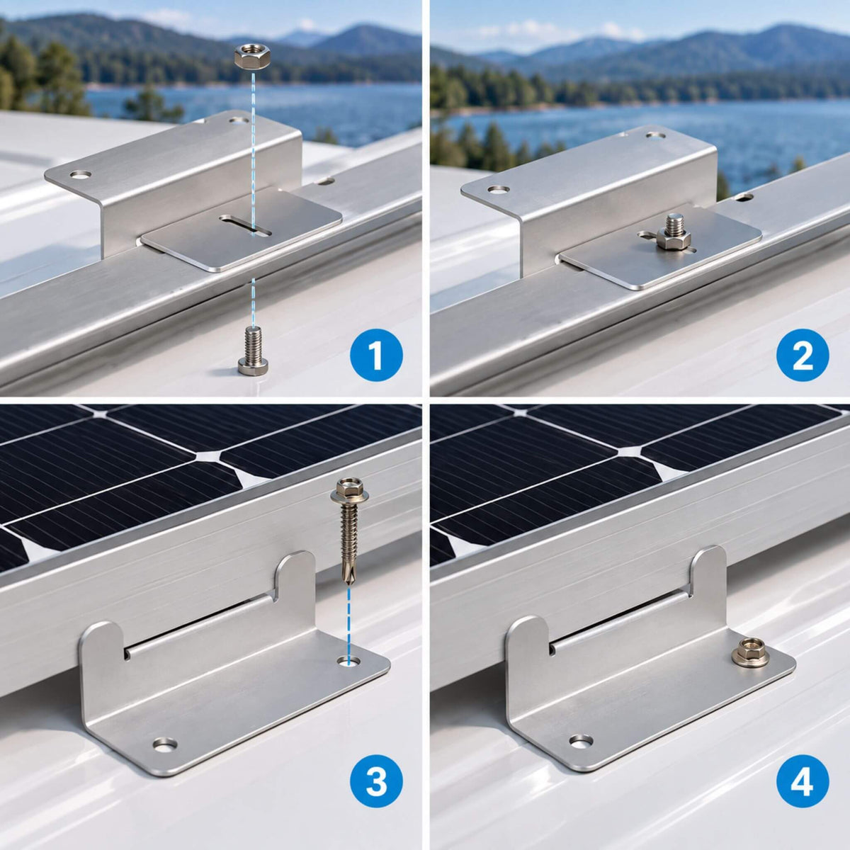 Universal Z bracket solar panel roof mounting system installation guide for van conversion