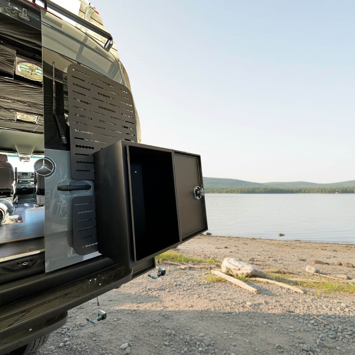 Venti aluminum storage box showing one-piece door seal for improved weather protection.