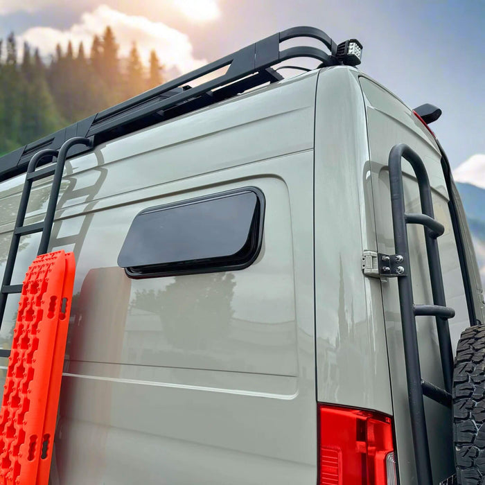 Double-pane glass awning window designed for Sprinter, Transit and ProMaster vans