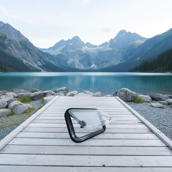 Van conversion window system combining dual-pane insulation, reflective blackout shade, and fine mesh screen for airflow and privacy control.
