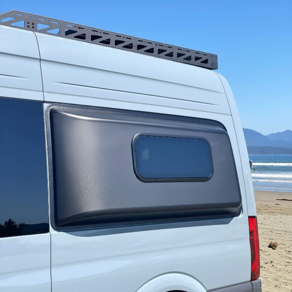 Dual pane van window 300 x 700 mm glass acrylic Sprinter Transit ProMaster