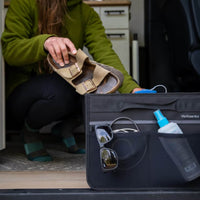 VanEssential 18 L collapsible storage box with external mesh pockets for quick-grab items.
