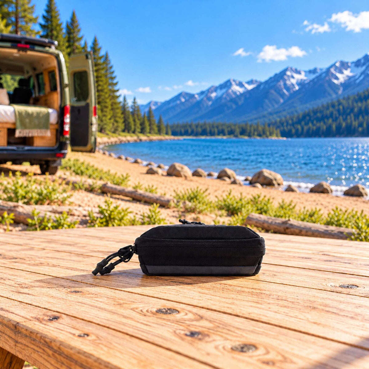 VanEssential L-Track stow bag 2 L, modular storage for camper vans.