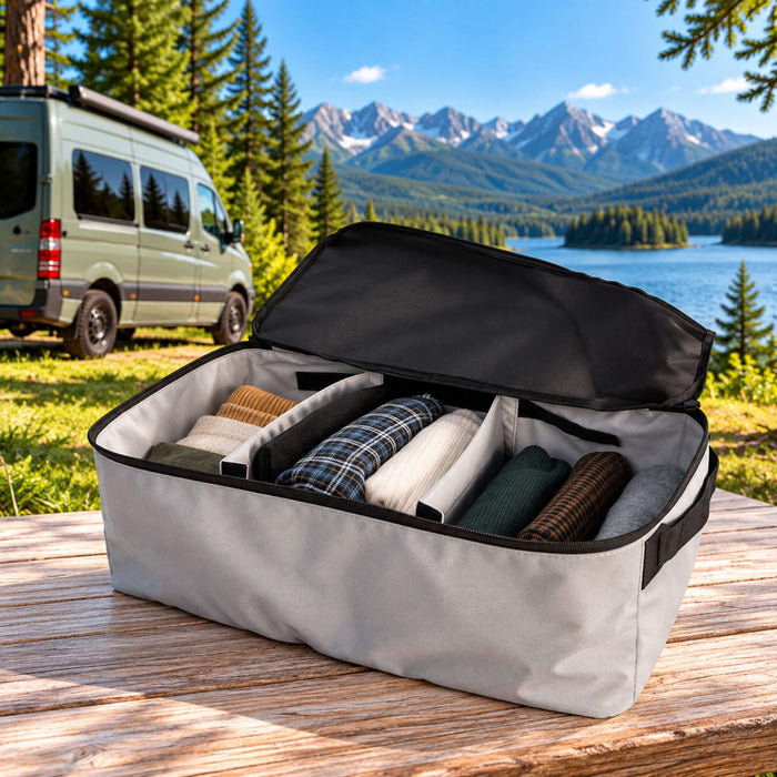Très grand cube de rangement VanEssential de 18 L, 11 × 18 × 6 po, pour le rangement en van aménagée.