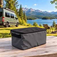 Cube de rangement VanEssential de 8,5 L, couleur Charcoal Gray, pour organiser l’équipement de taille moyenne en van aménagée.