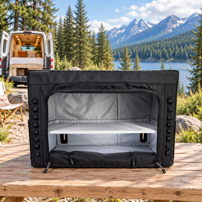 Armoire de rangement haute VanEssential de 24 po offrant 92 L de rangement en hauteur pour une van aménagée.