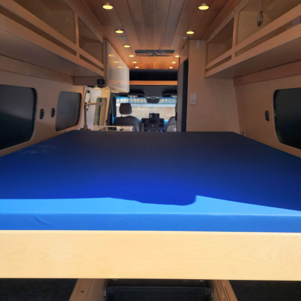 Custom foam mattress designed for campervan conversions, RVs and vanlife comfort.
