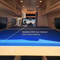 High-density foam mattress providing lasting comfort and support for campervan sleeping areas.