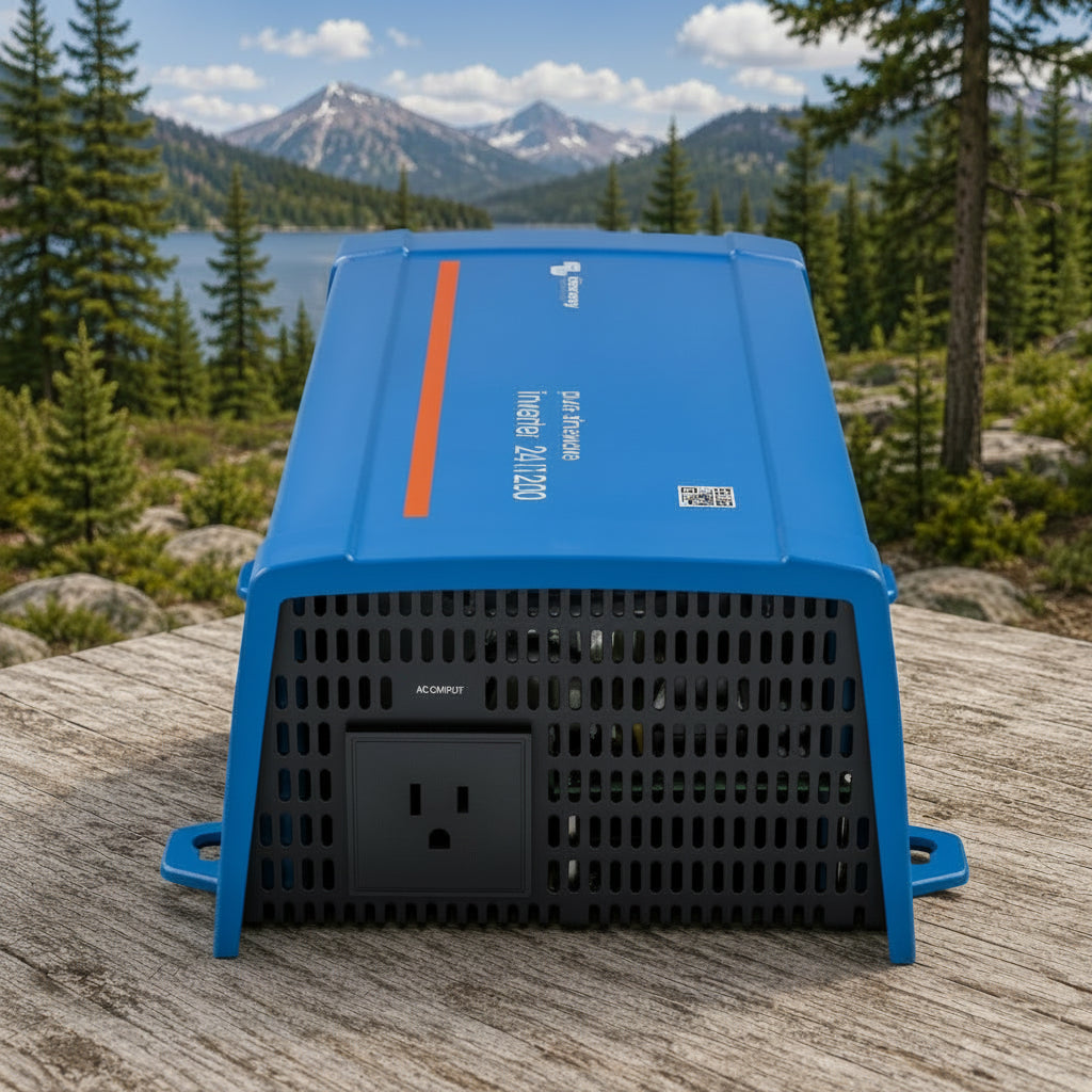 Victron Energy Phoenix Inverter 24/1200 pure sine wave inverter for vanlife, camper van and off-grid power systems.