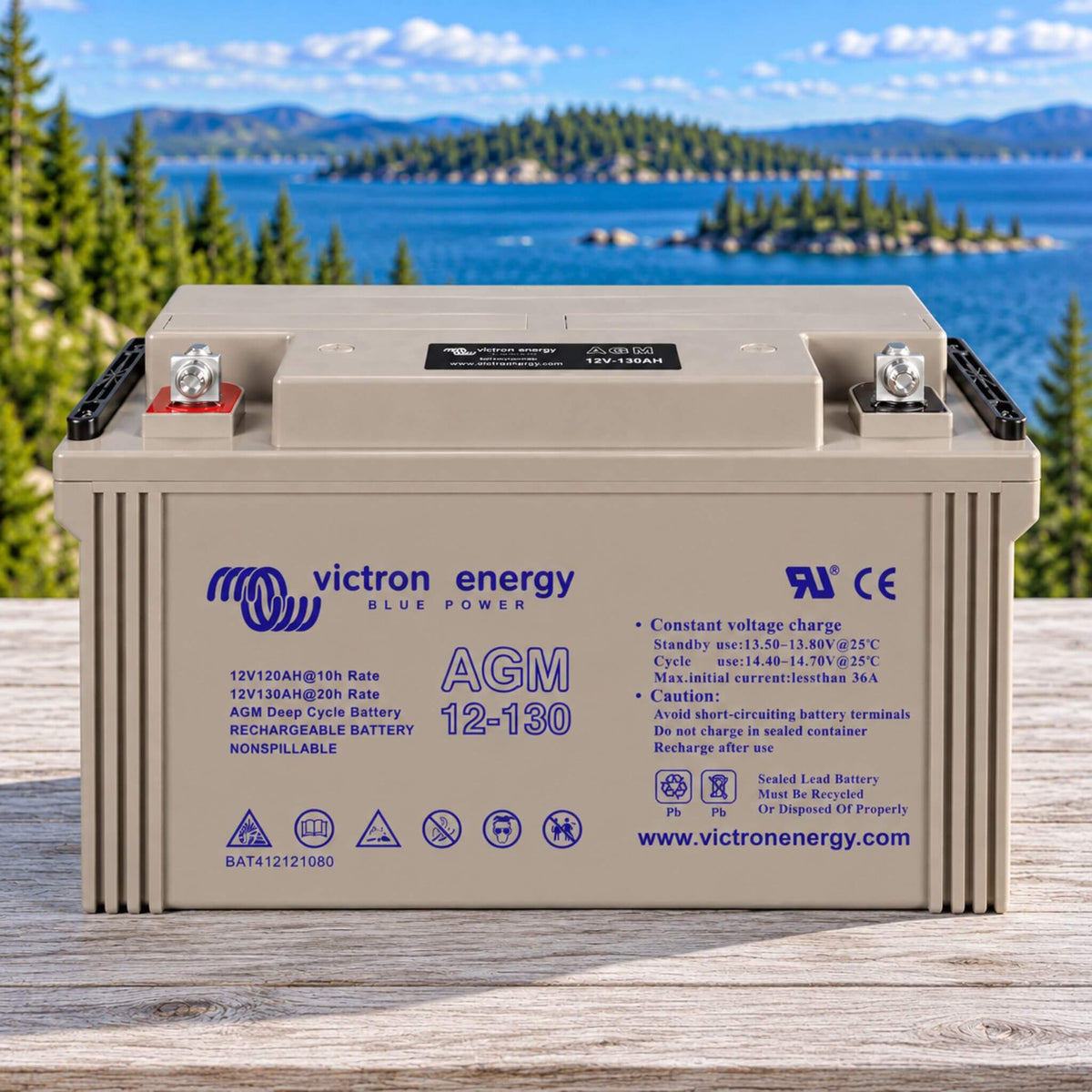 Victron AGM 12V 130Ah deep cycle battery for campervan auxiliary power systems