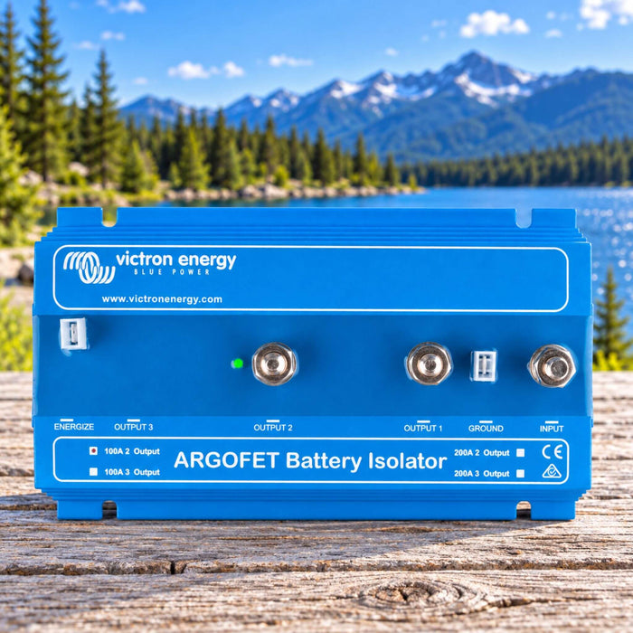 Victron Argofet 100A two-battery isolator for campervan and van conversion battery charging