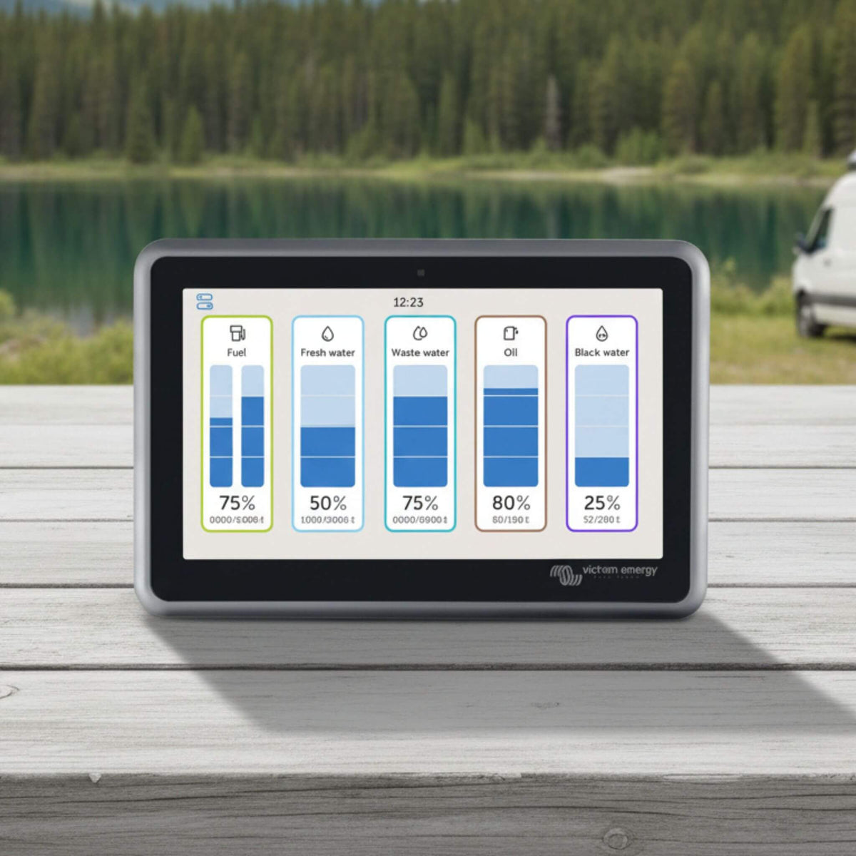 Victron Ekrano GX energy monitoring device providing centralized control and detailed performance insights for solar and battery-based electrical systems.