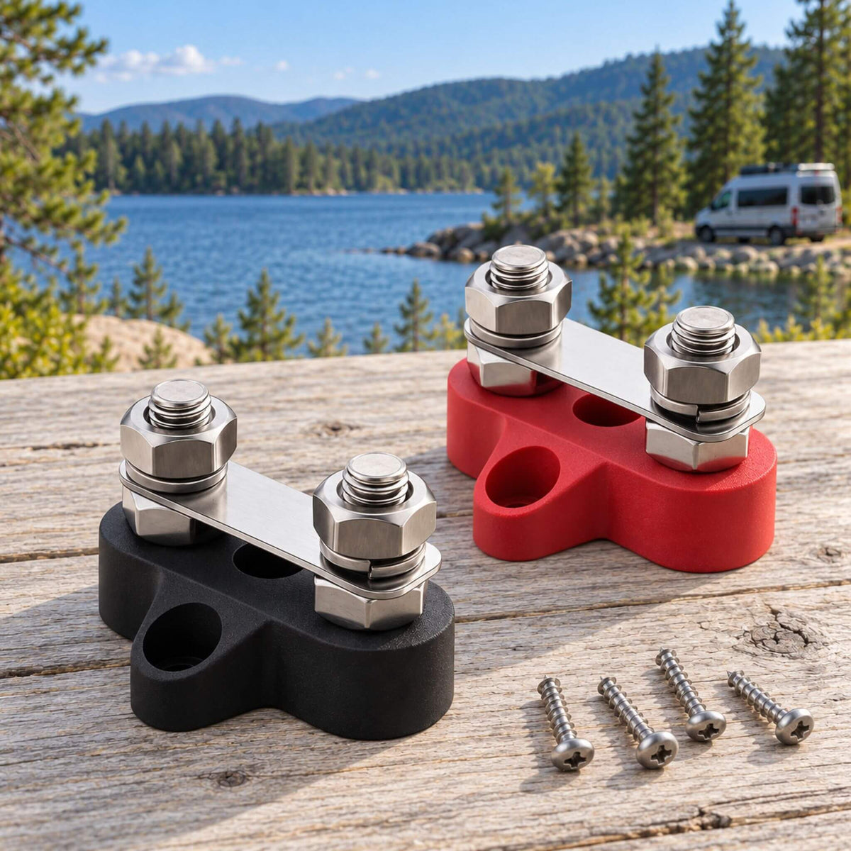 Victron Energy Dual Terminal Stud M8 linked set for battery connections and electrical power distribution