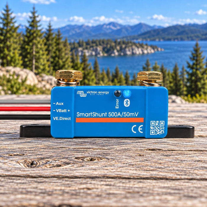 Victron Energy SmartShunt IP65 500A 50mV battery monitor for van electrical systems