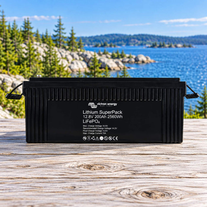 Victron Lithium SuperPack 12.8V 200Ah 2560Wh LiFePO4 battery for van conversion and mobile power systems