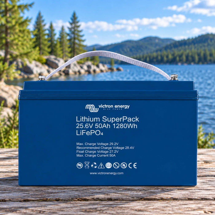 Victron Lithium SuperPack 25.6V 50Ah 1280Wh battery for off-grid power systems