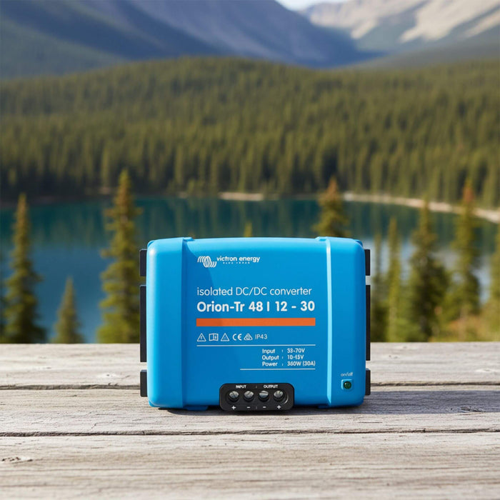 Victron Orion-Tr 48/12-30A isolated DC-DC converter for camper van electrical systems, off-grid battery charging and vanlife power management