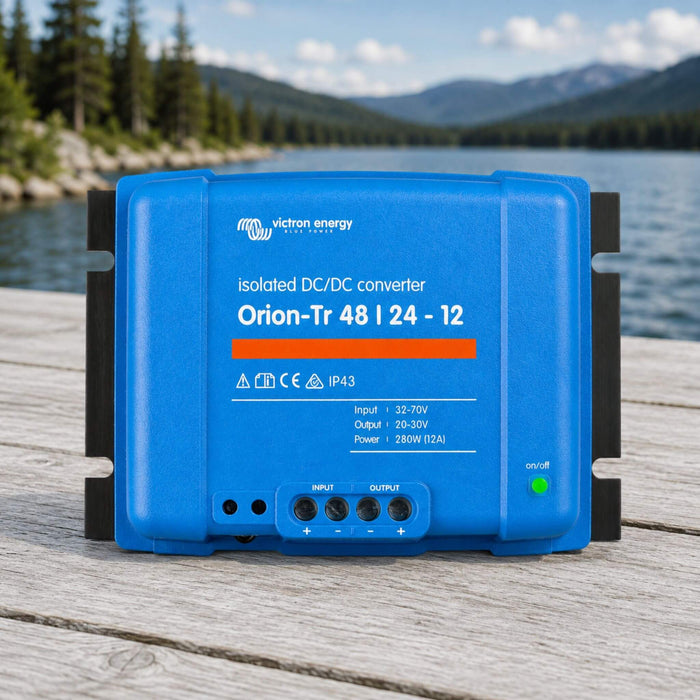 Victron Orion-Tr 48/24-12 isolated DC-DC converter for van conversion electrical systems, off-grid battery charging and vanlife power management