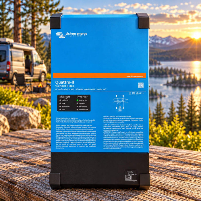 Victron Energy Quattro-II 12/3000/120-50/50 2x120V inverter charger for van conversion and off-grid power systems