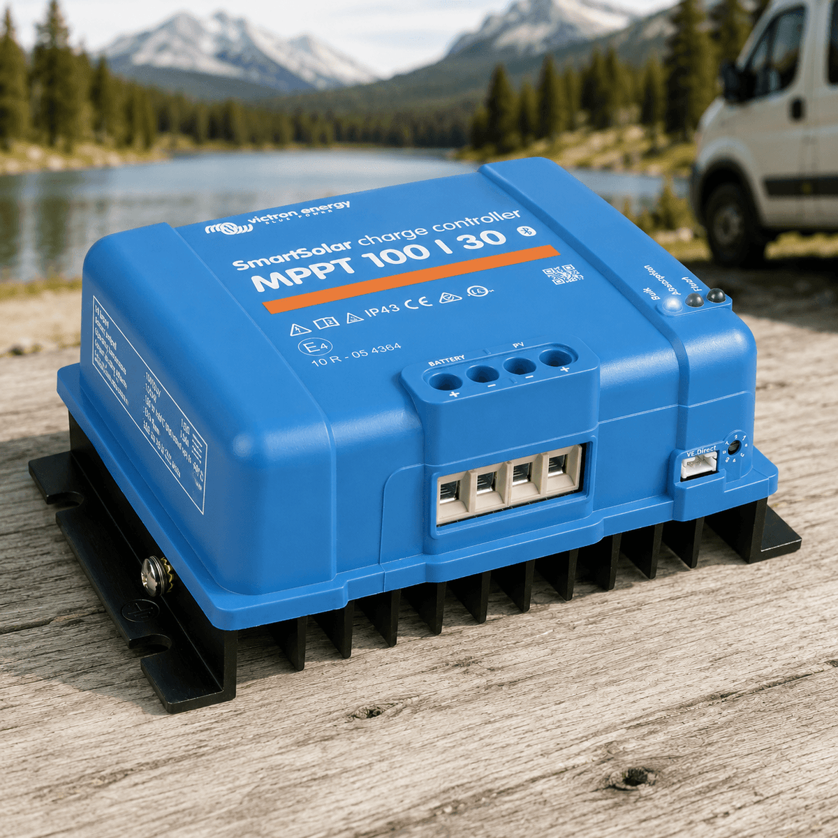 Victron Energy SmartSolar MPPT 100/30 solar charge controller for vanlife and camper van electrical systems.